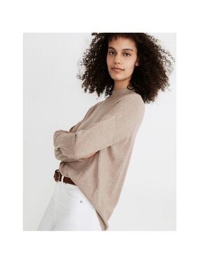 Madewell Ashbury Mockneck Beige Merino Wool & Alpaca Blend Sweater Beige Tan XS